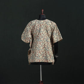 Beige - Kalamkari Hand Block Print Natural Dyed Cotton Kaftan (Short) 18