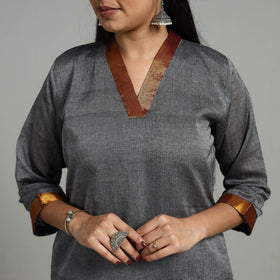  Grey Cotton Dharwad Kurta Set with Palazzo & Dupatta