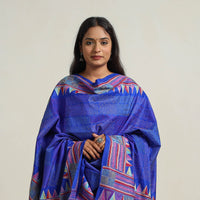 Blue - Bengal Handloom Silk Kantha Embroidery Dupatta 04