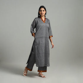  Grey Cotton Dharwad Kurta Set with Palazzo & Dupatta