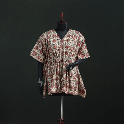 Peach - Kalamkari Hand Block Print Natural Dyed Cotton Kaftan (Short) 19