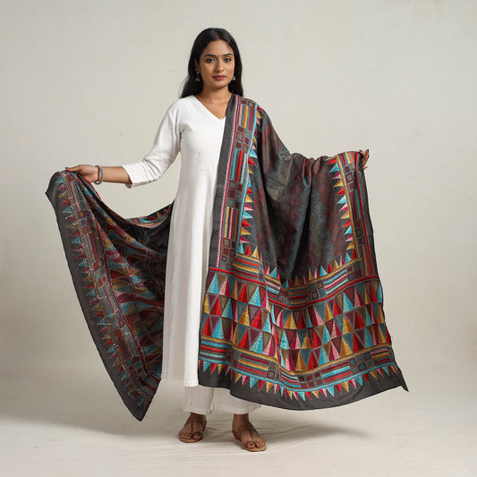 Bengal Handloom Silk Kantha Embroidery Dupatta 02