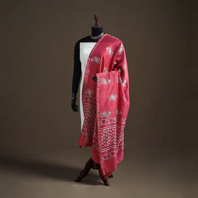 Akola Dabu Hand Block Print Chanderi Silk Handloom Dupatta 01