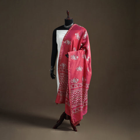 Akola Dabu Hand Block Print Chanderi Silk Handloom Dupatta 01