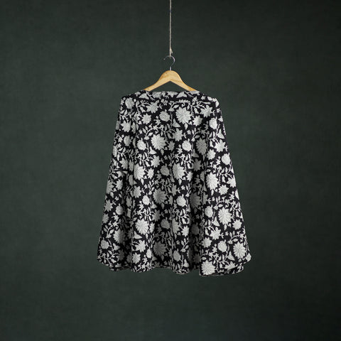 Black - Bagru Hand Block Print Cotton Wrap Around Skirt 73