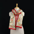 Ranihati Chanderi Silk Hand Embroidered Stole with Pom Pom 172