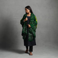 Green - Kutch Mirror Work Handwoven Bandhani Bagida Woolen Shawl 01