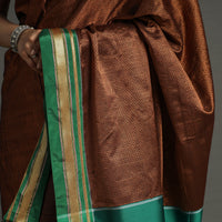 Brown - Ilkal Khun Silk Cotton Saree with Resham Border 23