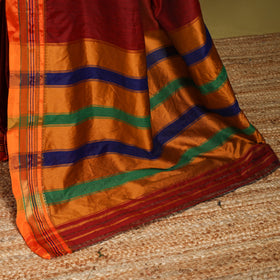 Maroon - mercerized cotton ilkal saree with border 11