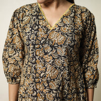 Black - Bagru Block Printed Cotton Flared Dress 03