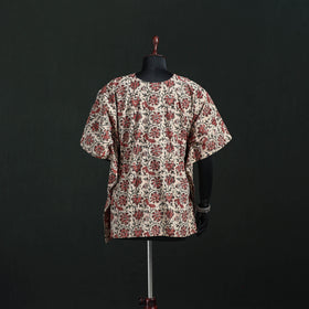 Peach - Kalamkari Hand Block Print Natural Dyed Cotton Kaftan (Short) 19
