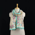 Ranihati Chanderi Silk Hand Embroidered Stole with Pom Pom 174