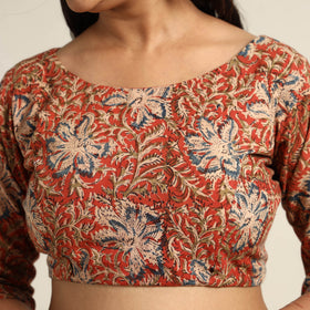 Orange - Pedana Kalamkari Block Printed Cotton Stitched Blouse 20
