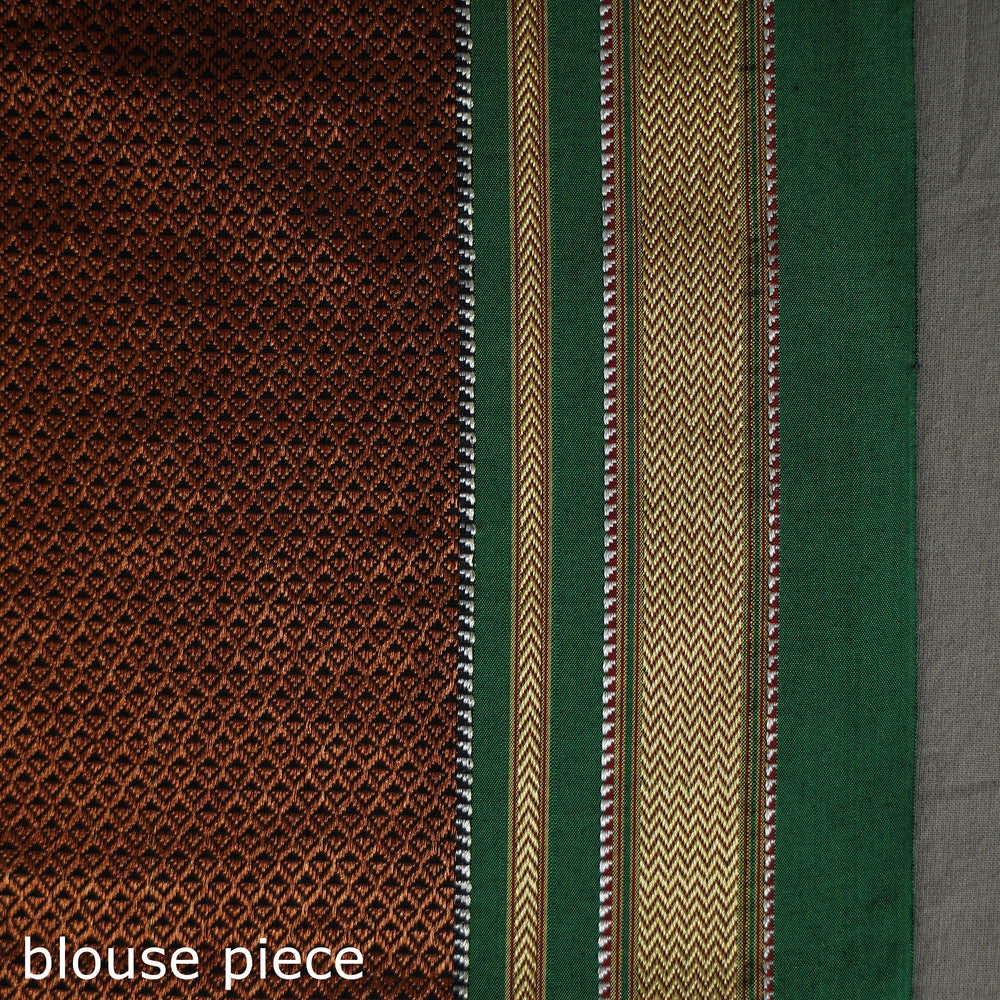 Brown - Ilkal Khun Silk Cotton Saree with Resham Border 23