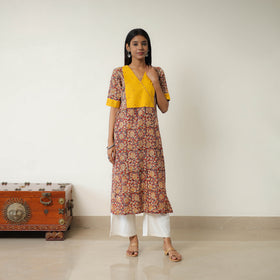 Red - Natural Dyed Block Print Cotton Kalamkari Kurta 04