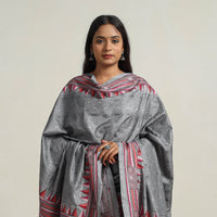 Grey - Bengal Handloom Silk Kantha Embroidery Dupatta 05