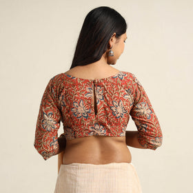 Orange - Pedana Kalamkari Block Printed Cotton Stitched Blouse 20