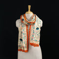 Ranihati Chanderi Silk Hand Embroidered Stole with Pom Pom 178
