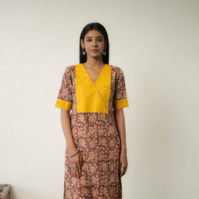 Red - Natural Dyed Block Print Cotton Kalamkari Kurta 04