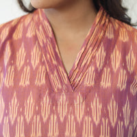 Peach - Mercerised Cotton Pochampally Ikat Kurta (Straight) 11