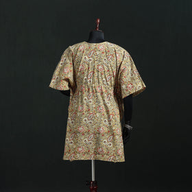 Beige - Kalamkari Hand Block Print Natural Dyed Cotton Kaftan (Short) 20