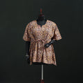 Brown - Kalamkari Hand Block Print Natural Dyed Cotton Kaftan (Short) 21