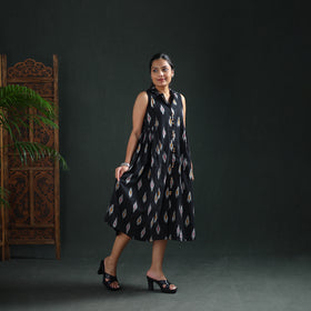 Pochampally Ikat Cotton Sleeveless Buttoned Down Long Dress for Women 12