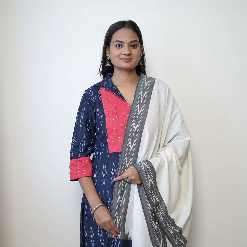 Blue - Handloom Cotton Pochampally Ikat Kurta Set 06