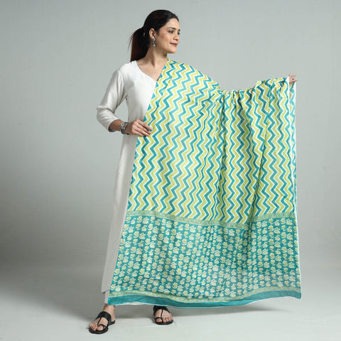 Green - Jaipur Printed Mul Cotton Dupatta 27