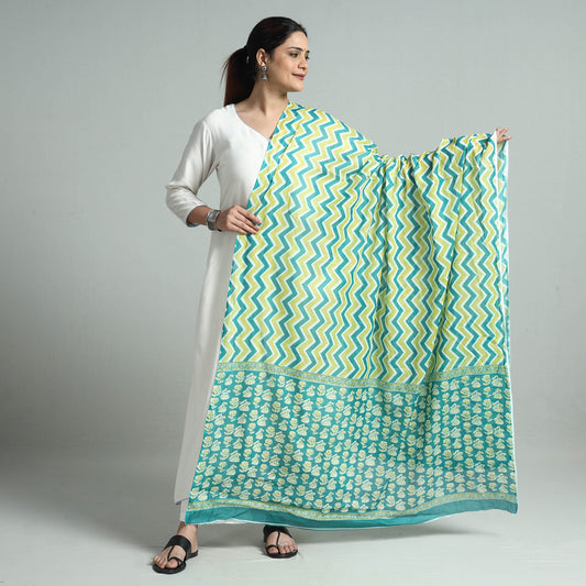 Green - Jaipur Printed Mul Cotton Dupatta 27