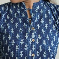 Blue - Hand Block Print Indigo Bagru Cotton Suit Set 01