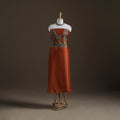 Orange - Handpainted Srikalahasti Handloom Chanderi Silk Unstitched Kurta (2.3M) 10