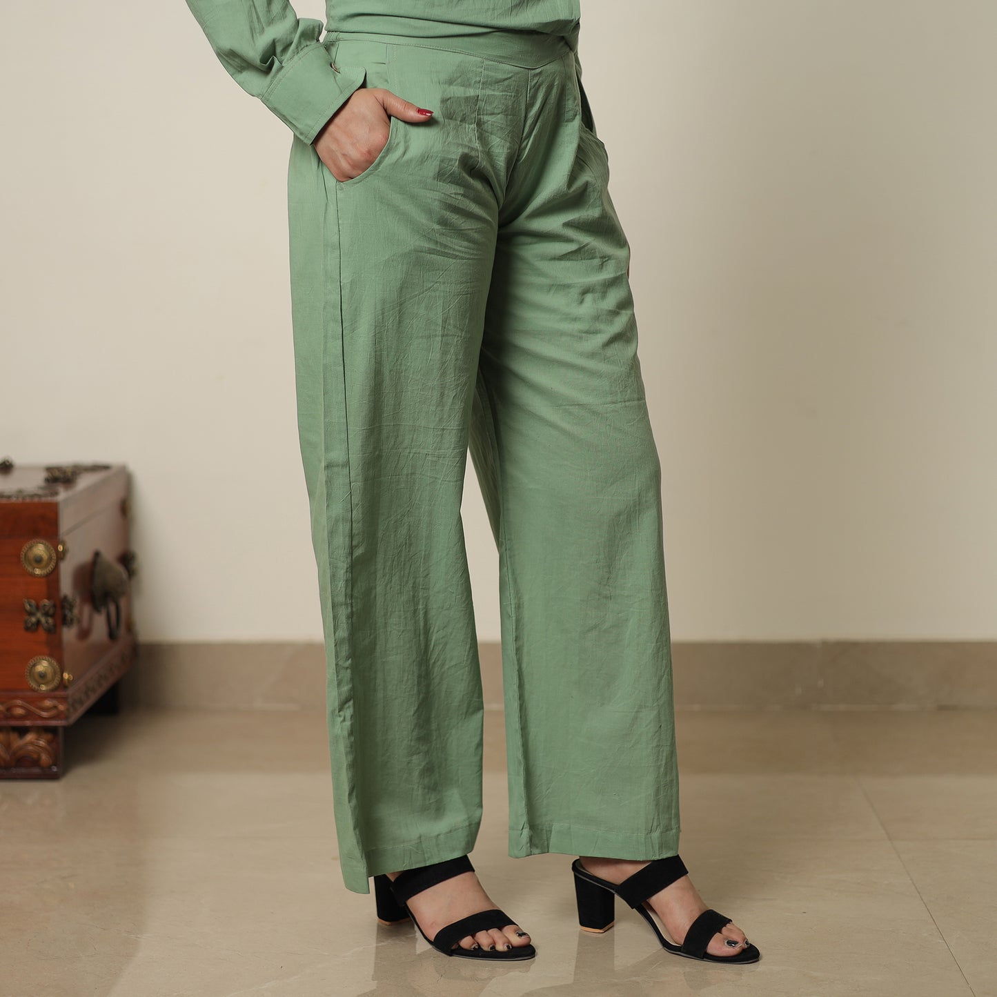 Green - Plain Dyed Cotton Co-Ord Set 06