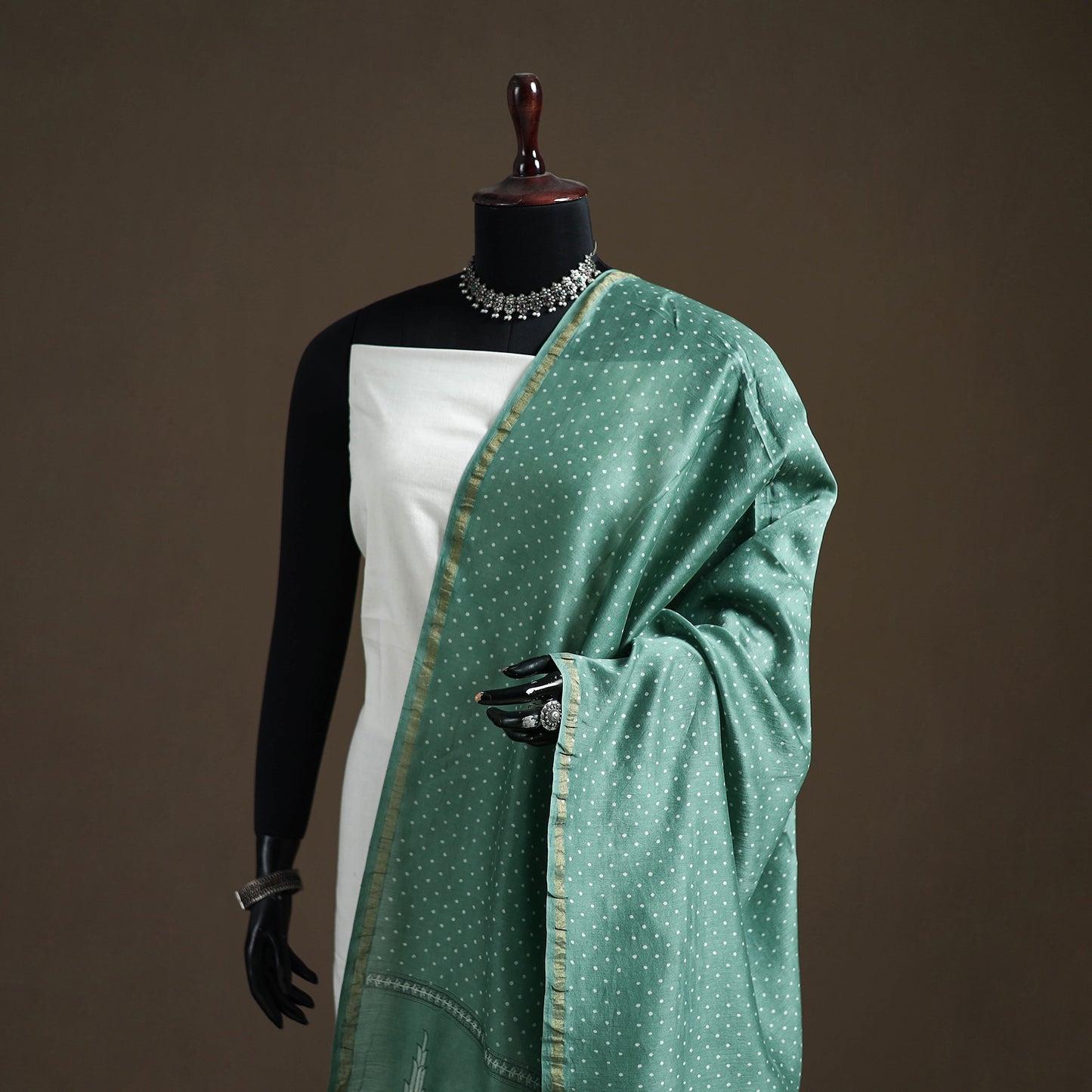 Akola Dabu Hand Block Print Chanderi Silk Handloom Dupatta 04