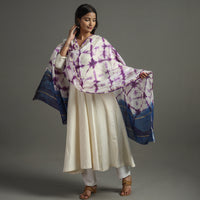 Purple - Shibori Tie-Dye Handloom Chanderi Silk Dupatta with Zari Border 53