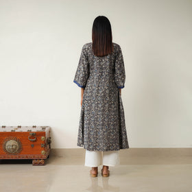 Black - Natural Dyed Block Print Cotton Kalamkari Kurta 09