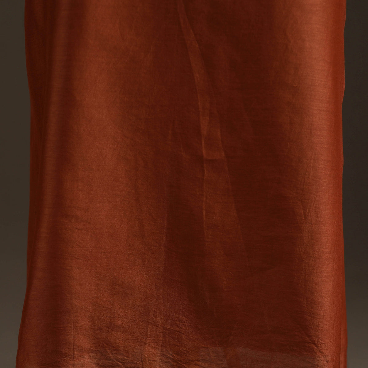Orange - Handpainted Srikalahasti Handloom Chanderi Silk Unstitched Kurta (2.3M) 10