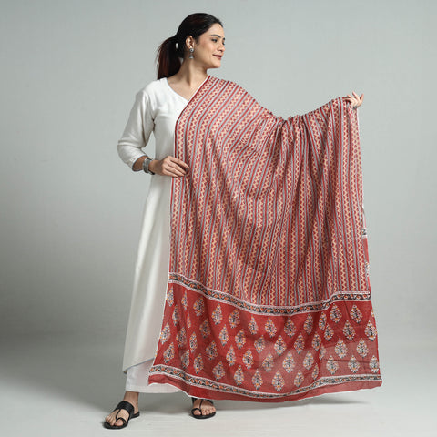 Brown - Jaipur Printed Mul Cotton Dupatta 28