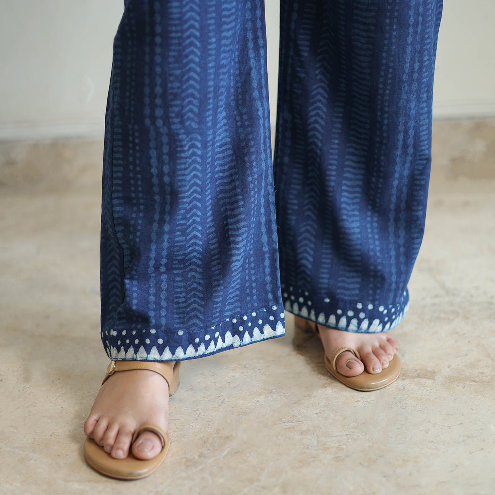 Blue - Hand Block Print Indigo Bagru Cotton Suit Set 01