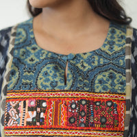 Blue - Mercerised Cotton Pochampally Ikat Kurta (Straight) 07