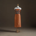 Orange - Handpainted Srikalahasti Handloom Chanderi Silk Unstitched Kurta (2.3M) 11