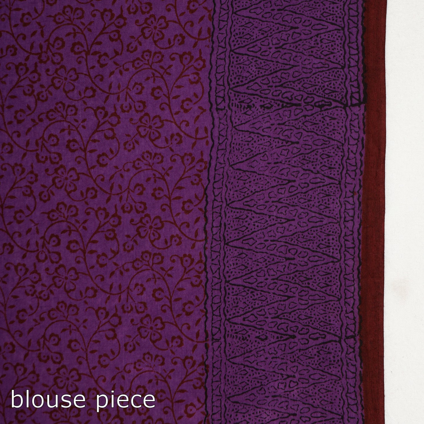 Purple - Bagh Hand Block Printed Natural Dyed Cotton Saree