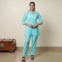 Blue - Plain Dyed Cotton Co-Ord Set 15