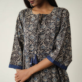 Black - Natural Dyed Block Print Cotton Kalamkari Kurta 09