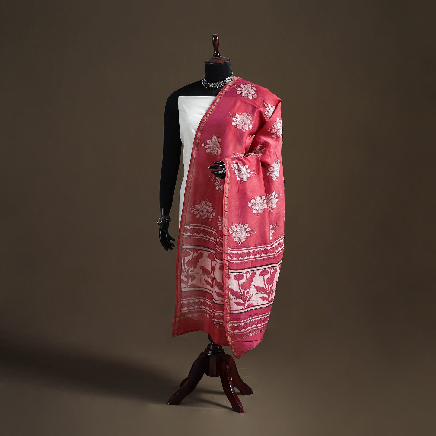 Akola Dabu Hand Block Print Chanderi Silk Handloom Dupatta 05