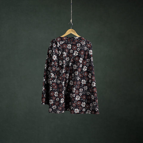 Black - Bagru Hand Block Print Cotton Wrap Around Skirt 76