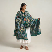 Green - Bengal Handloom Silk Kantha Embroidery Dupatta 10