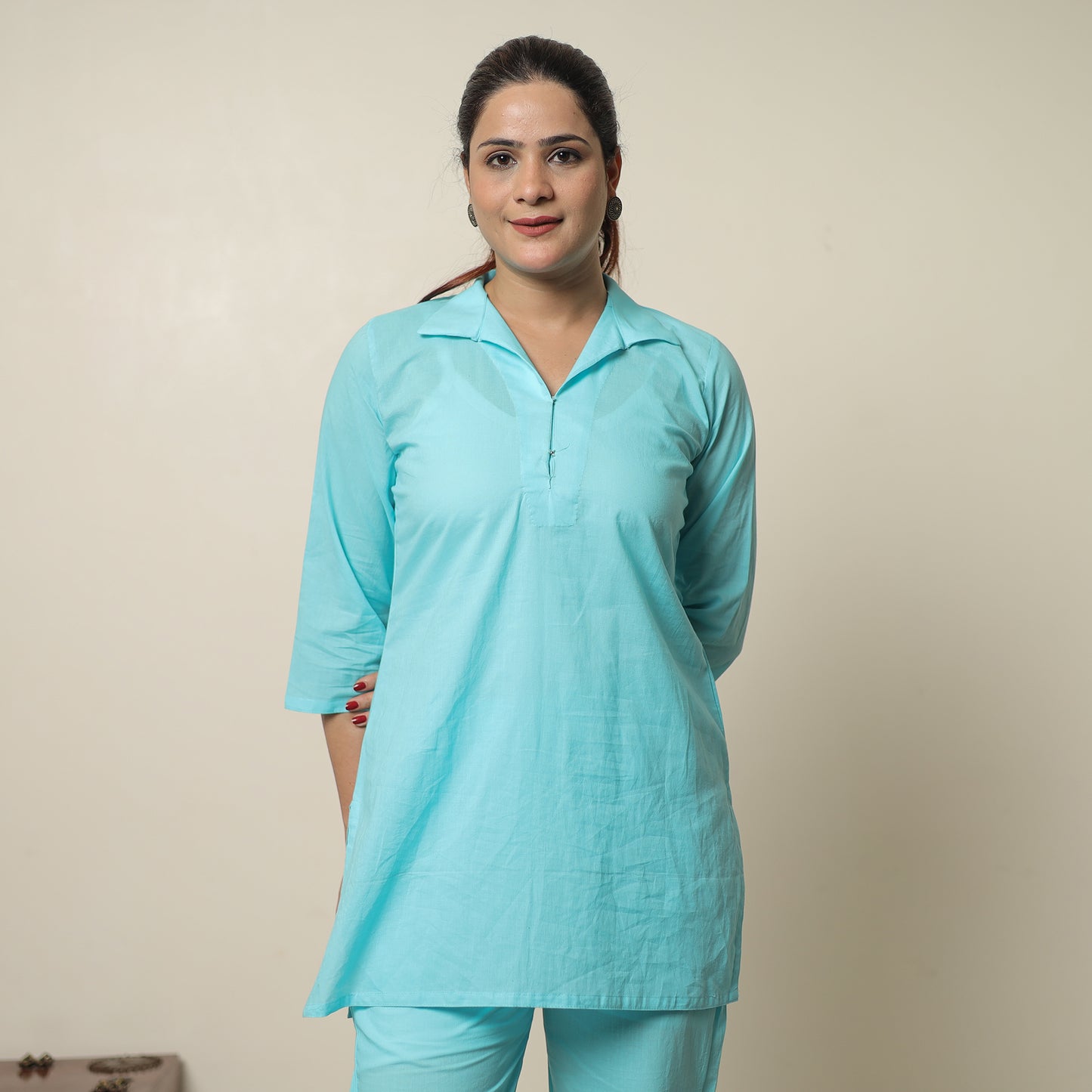 Blue - Plain Dyed Cotton Co-Ord Set 15