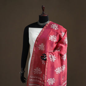 Akola Dabu Hand Block Print Chanderi Silk Handloom Dupatta 05