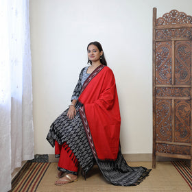 Buy Black Handloom Cotton Pochampally Ikat Kurta Set Online